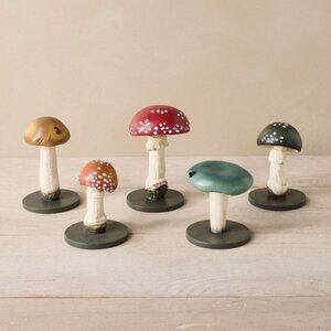 NEW John Derian Mushroom Figurine 5 Piece Set Fall Thanksgiving